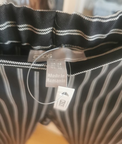 ASOS Black Pinstripe Straight Leg Stretchy Cropped Trousers With Pockets - UK 14 - Picture 8 of 8