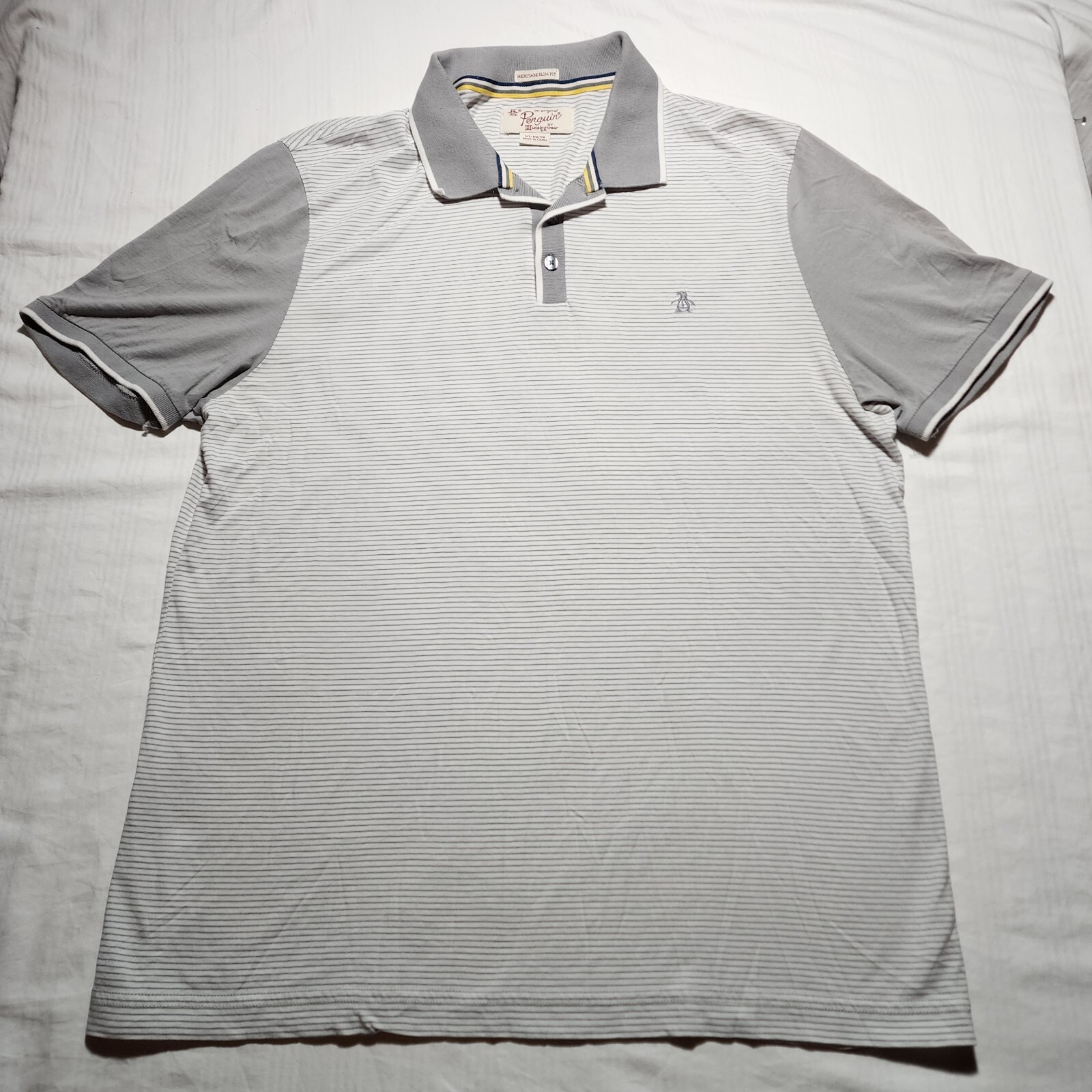 PONY Penguin By Munsingwear camicia uomo XL bianco grigio a righe Heritage colletto slim fit