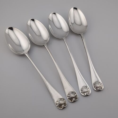 Stieff Williamsburg Shell Sterling Silver Teaspoons - 6" - Set of 4 - Afbeelding 1 van 3