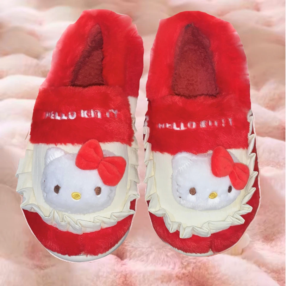 Zapatillas Sanrio Hello Kitty Coqueta Esponjosas Suela Gruesa Encaje Y2K Casa Zapatos US8 Foto 2 de 4