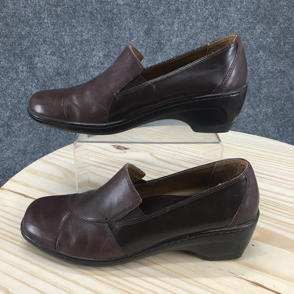 Croft And Barrow Zapatos Mujer 10 M Greta Mocasines Sin Cordones Cuero Marrón Tacones Foto 2 de 4