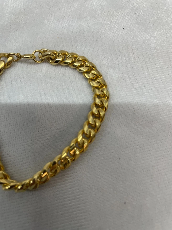 Bracelet Curb Chain Thick Chunky Gold Tone Biker Disco Minimalist 18k Plated Foto 2 de 4