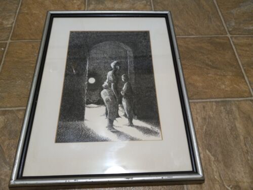 Signed Art Work by M. Rivas; Black Mother and Child.
