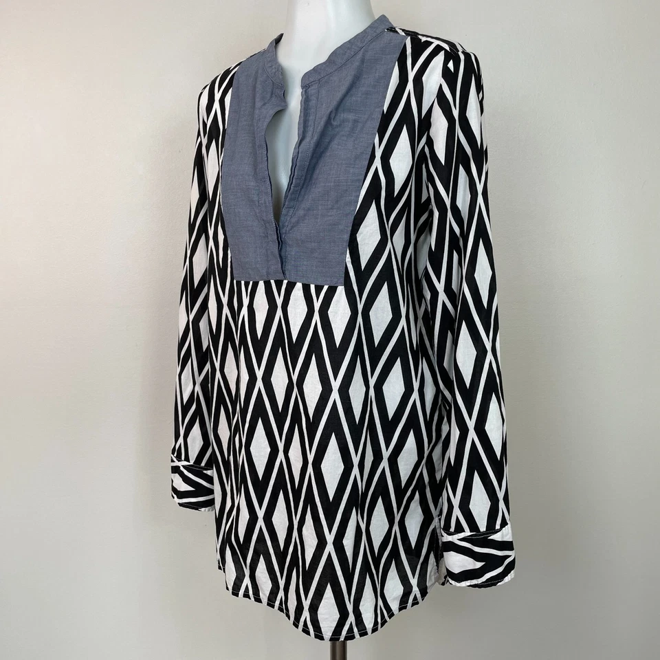 J. Blusa feminina Crew túnica top média preta branca diamante leve algodão - Imagem 3 de 4