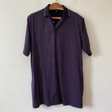 Hart Schaffner Marx Short Sleeve Polo Shirt Mens Medium Purple Print