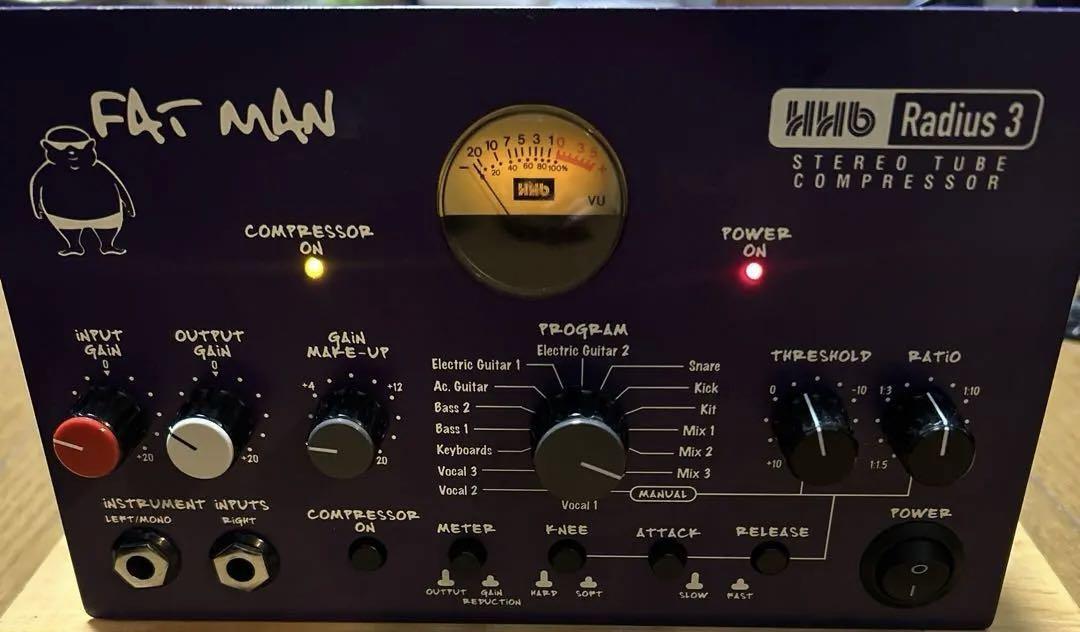 【動作確認済】Fat Man Radius 3 ステレオ真空管コンプレッサー HHB Fat Man RADIUS 3 ステレオ 真空管 コンプレッサー