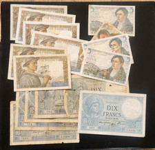 Lot of 16 Banknotes From France 5 Francs 1943 1945 10 Francs 1932 1939 1940 1942