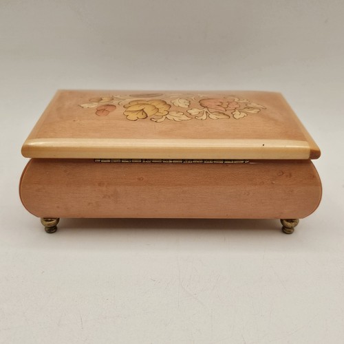 Inlayed Floral Musical Jewelry Box Romance Swiss Made Movement Made In Italy - Picture 4 of 10