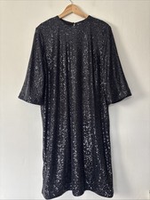 Marks & Spencer Black Sequin Shift Dress Size UK 16 NWT