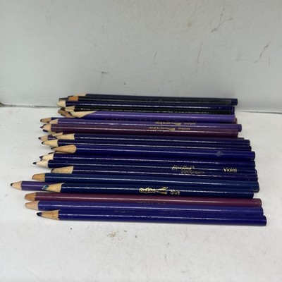 Lot 40 Crazart Prang Crayola Colored Pencils Blue Purple BULK Used New Mixed ~7 