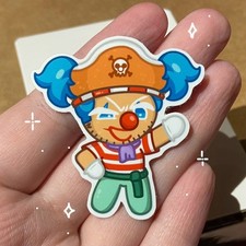 Cookie Run Inspired One Piece Anime Captain Buggy Cookie 2” Cute Glossy Sticker
