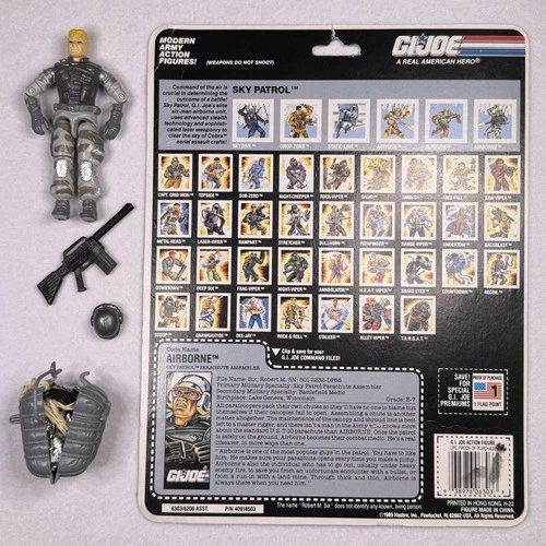 GI JOE ARAH 1990 Sky Patrol Airborne V2 w/ All Accessories Hasbro