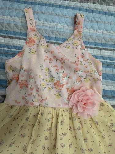 Girls Pink Violet Spring Dress Size 10. High- Low Style. Floral - Picture 5 of 9