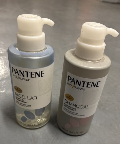 Pantene Shampoo Micellar Gentle 10.1 oz Pump (300ml) & Charcoal Conditioner Revi