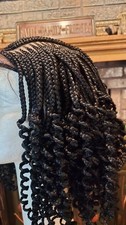 Braided Cornrow Wig Curly made On Full Lace 13" Black