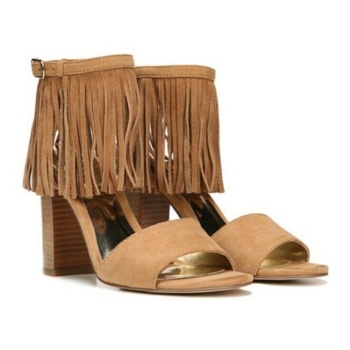Carlos By Carlos Santana Brulee Gilda Suede Fringe Ankle Strap Heel, Women's 9M - Picture 1 of 12
