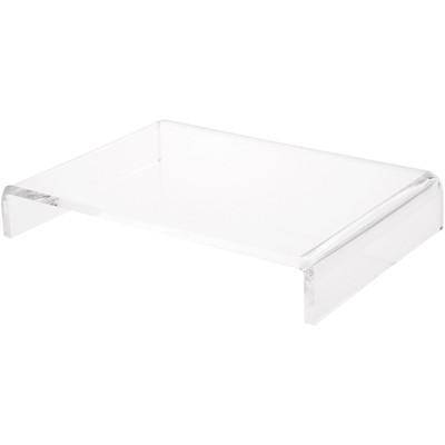 Plymor Clear Acrylic Rectangular Display Riser, 2'' H x 12'' W x 8'' D, Pack of 2