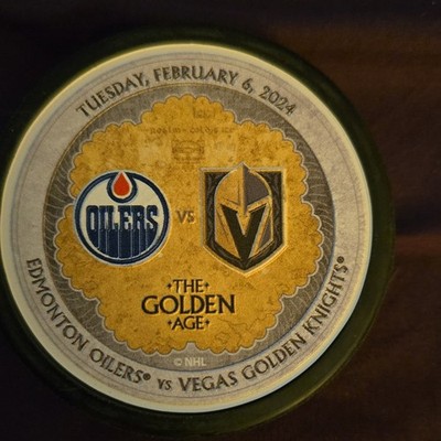 Edmonton Oilers vs Vegas Golden Knights NHL Hockey Puck The Golden Age