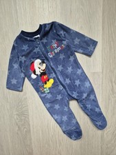 Baby Boys Christmas Disney Mickey Mouse Blue Grow Up to 3 Months VGC