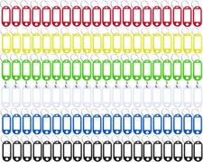 120 Pack Plastic Key Tags with Label Window ID Tag  Split Ring Keychain6 Colors