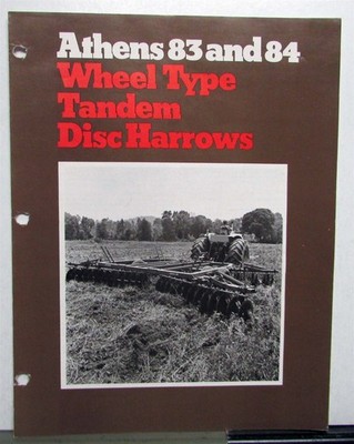 1976 Athens 83 & 84 Wheel Type Tandem Harrows Specs Construction Sales Brochure
