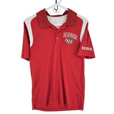 Wisconsin Badgers Shirt Mens Medium Red White NCAA Football Polo Embroidered