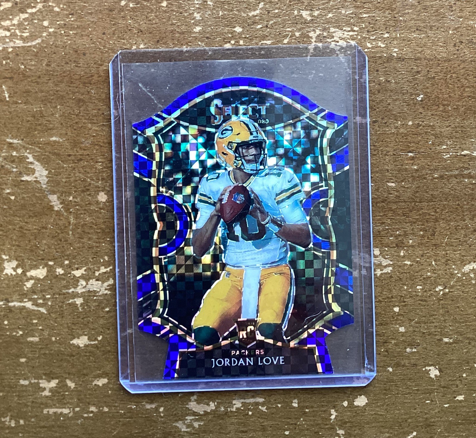 2020 SELECT #47 JORDAN LOVE RC BLUE CHECKERED PRIZM DIE CUT ROOKIE - PACKERS