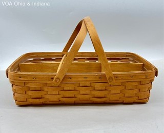 Longaberger Handwoven Basket 6 Way Divider Double Handle 1996 Large Vintage