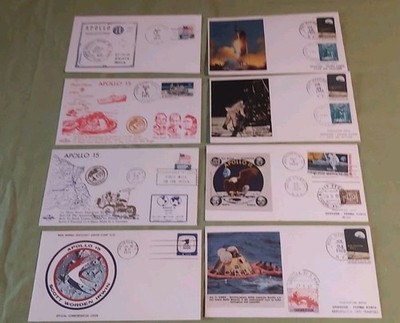 8 TÜTEN ERSTER TAG APOLLI 11 und APOLLO 15 + GESCHENK EINE ZEITSCHRIFT + ++ Wie auf Foto