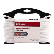 Nylon Blend Diamond Braid Rope White 3/16 Inch Diameter 100 Feet Length