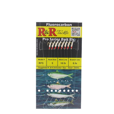 R&R Tackle - RF Pro Series Fluorocarbon Bait Rigs - 8 hooks with fish skin
