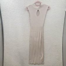 GUESS Women's ES Marion Sweater Dress Ribbed front cutout Cream Tan Bodycon Sz M