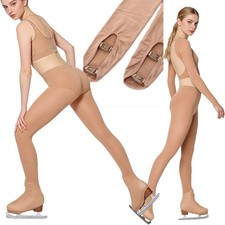Women's Buckle Bottom Ice Skate Tights Over The Boot for Gymnastics Performance