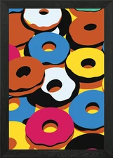 Colorful Pop Art Donuts Framed Wall Art Poster Canvas Print Picture
