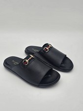Men  s PelleVero Italy Genuine Leather Slip On, slippers Black UK 9