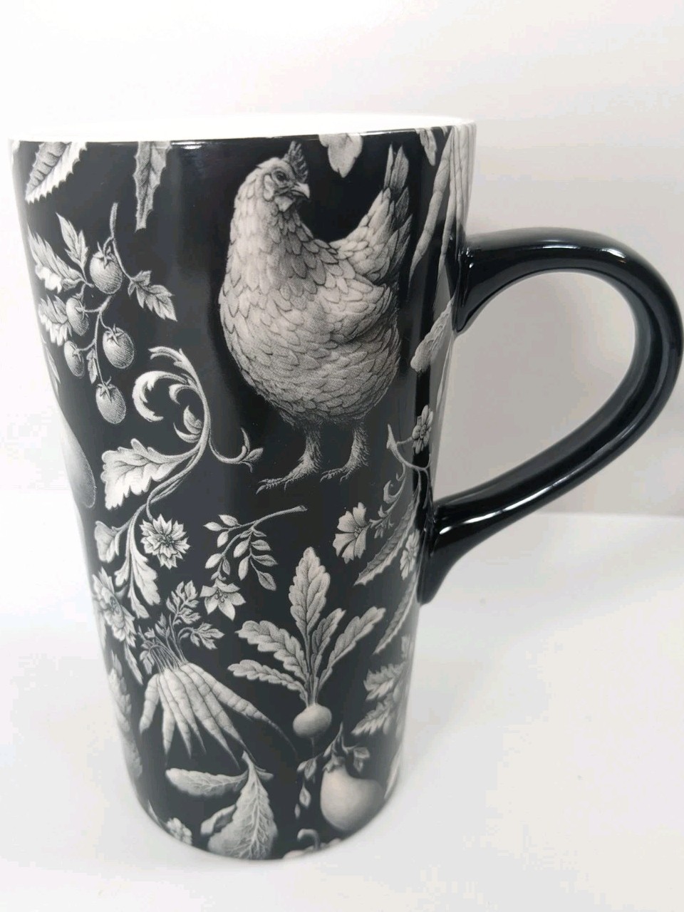 House of Blue Stallion Handcrafted Ceramic Coffee Mug Farm Cup Black & White