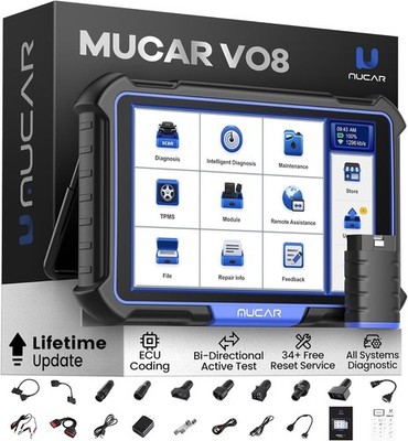 2026 MUCAR VO8 All System Car Diagnostic Tool 34 Resets OBD2 Scanner Free Update