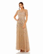 Mac Duggal 93924 High Neck Embellished Sequin Detail A-Line Gown Sz 14 NEW
