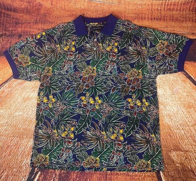 Gant Men's XL Tropical Floral Print Short Sleeve Polo Shirt