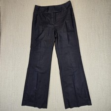 ELIE TAHARI Career Pants Cotton Blend Blue Flat Front Boot Cut Women W32 L32