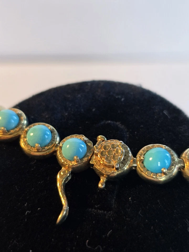 QVC Sleeping Beauty Turquoise Tennis Bracelet 925 Sterling Silver Size 7.5" - Image 4 of 4