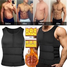 Men's Sauna Suit Sweat Vest Neoprene Shirt Body Shaper Weight Loss Waist Trainer