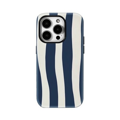Navy Wavy Stripes Case für Apple iPhone 17 16 15 14 13 12 11 Pro Max Plus Air