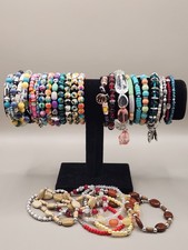 Large Lot Of Multicolor Stretch Beaded Bracelets  Bonus For Girls Teens