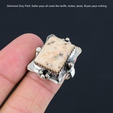 Peanut Wood Jasper Stone Sterling Silver Statement Solitaire Ring Jewelry Size 8