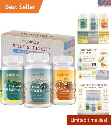 Liposomal Support Trio: Nattokinase 8000 FU, Curcumin 1800 mg, Bromelain 1150 mg