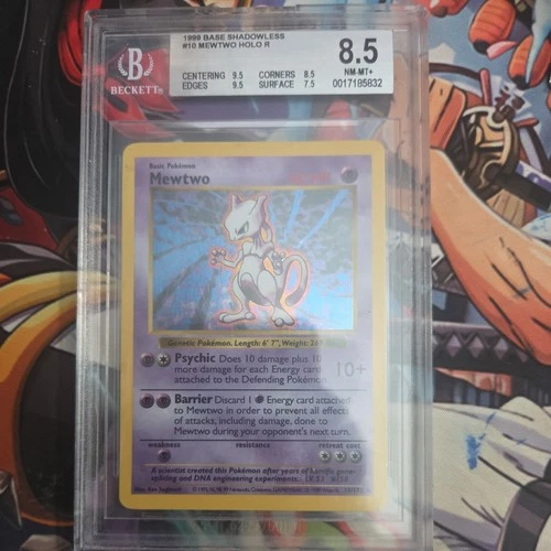 Pokemon 1999 Mewtwo 10/102 Holo Base Set Shadowless BGS 8.5