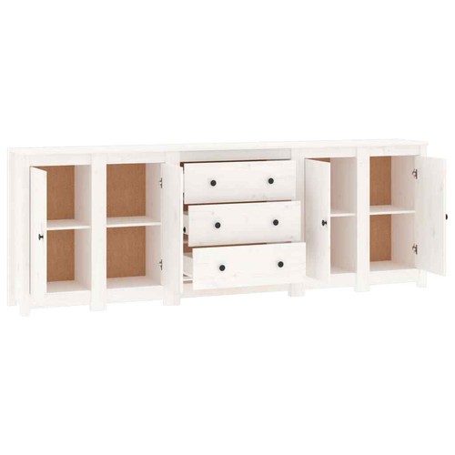 NNEVL Sideboard White 230x35x80 cm Solid Wood Pine - Picture 5 of 8