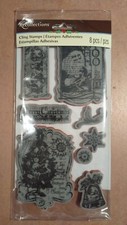 RECOLLECTIONS rubber stamps SANTA MERRY CHRISTMAS TREE SNOWFLAKE STAR 8 Pieces