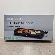 Ambiano Electric Griddle Black Non-Slip Pattern 1500W Adjustable Power Level